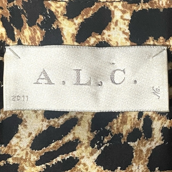 A.L.C. Daisy 100% Silk Animal Print Dress Small Long Sleeve V-Neck Loepard - Picture 4 of 15
